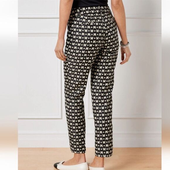 Talbots Hampshire Ankle Pant in Black with White Butterflies NEW - Picture 3 of 16